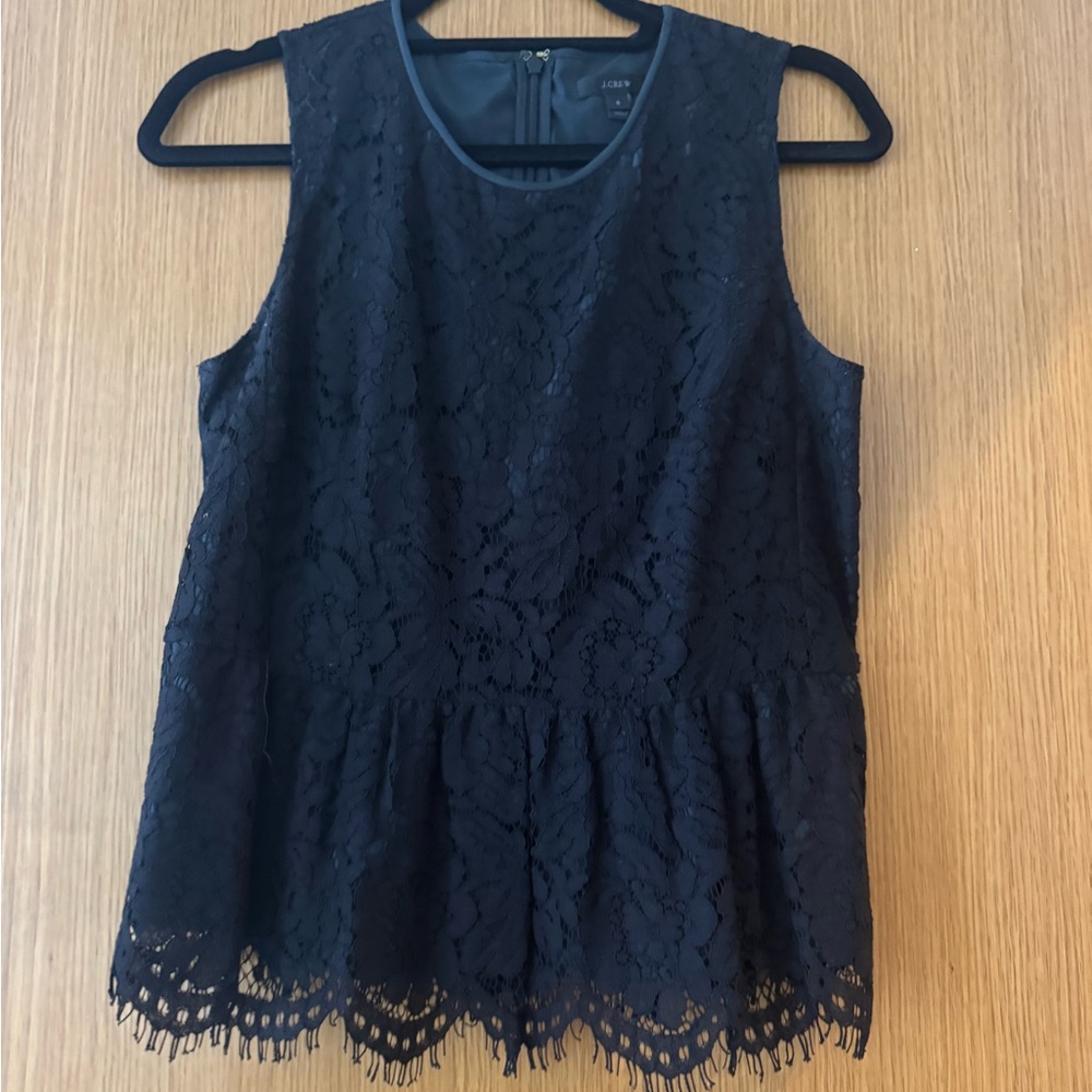 J. Crew Black Lace Sleeveless Blouse
